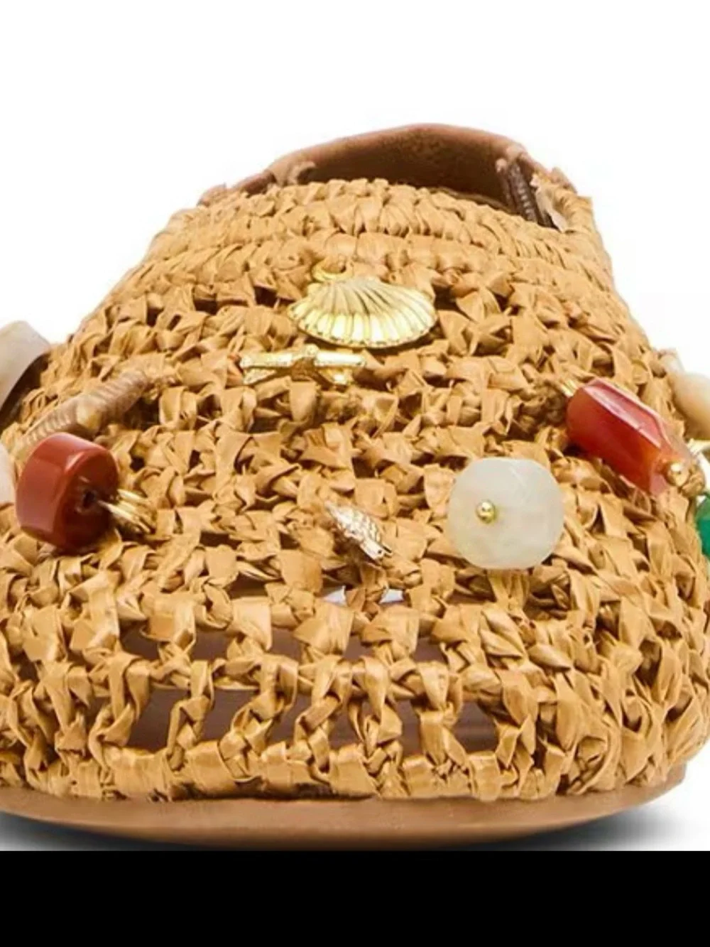 Steve Madden Tan Crochet Slip-On Flat with Shell & Bead Accents 8.5 new in box